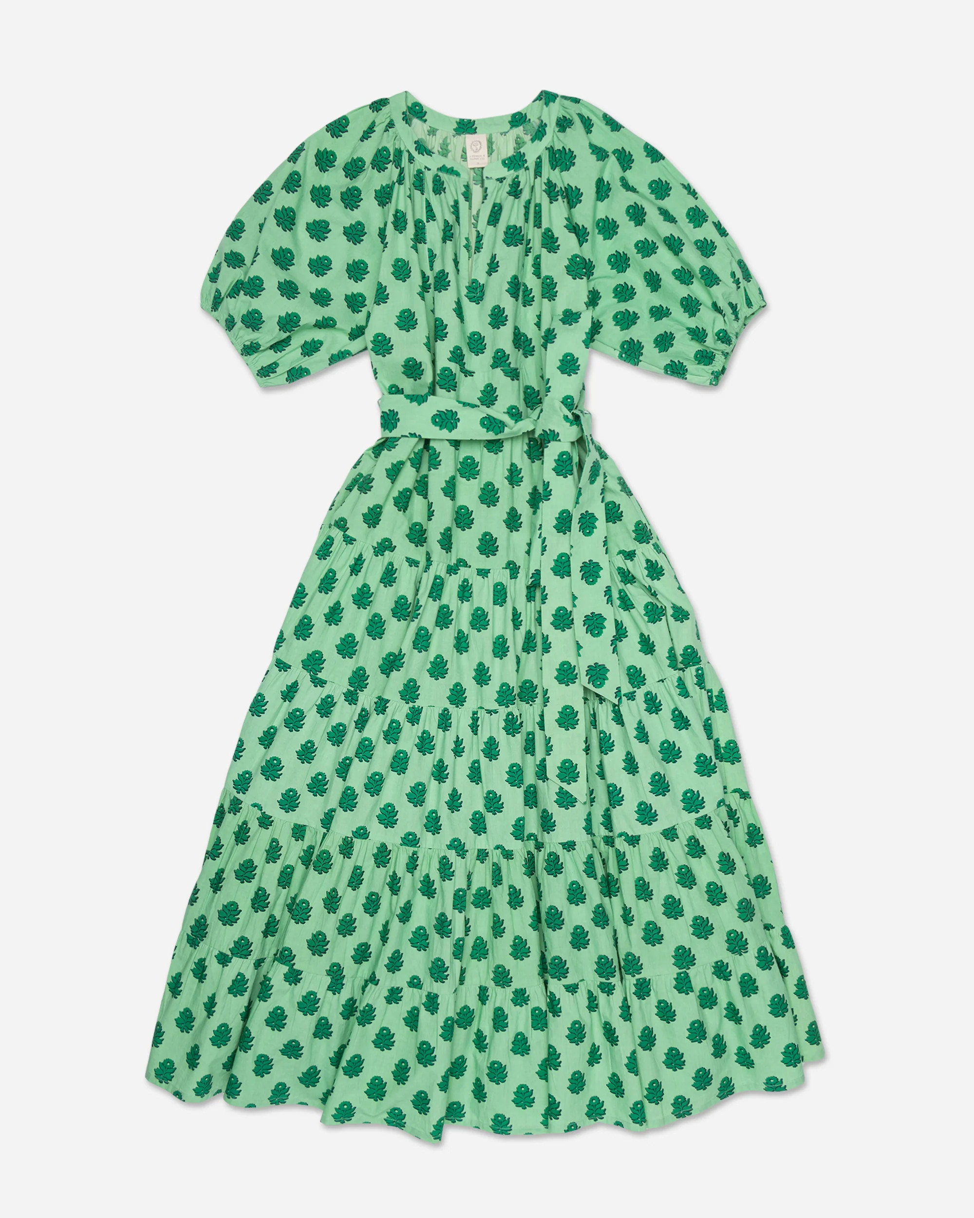 zinnia-tiered-popover-dress-eucalyptus | Printfresh