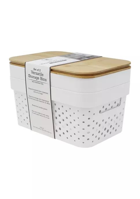 Set of 2 Storage Bins with Bamboo Lids | Belk