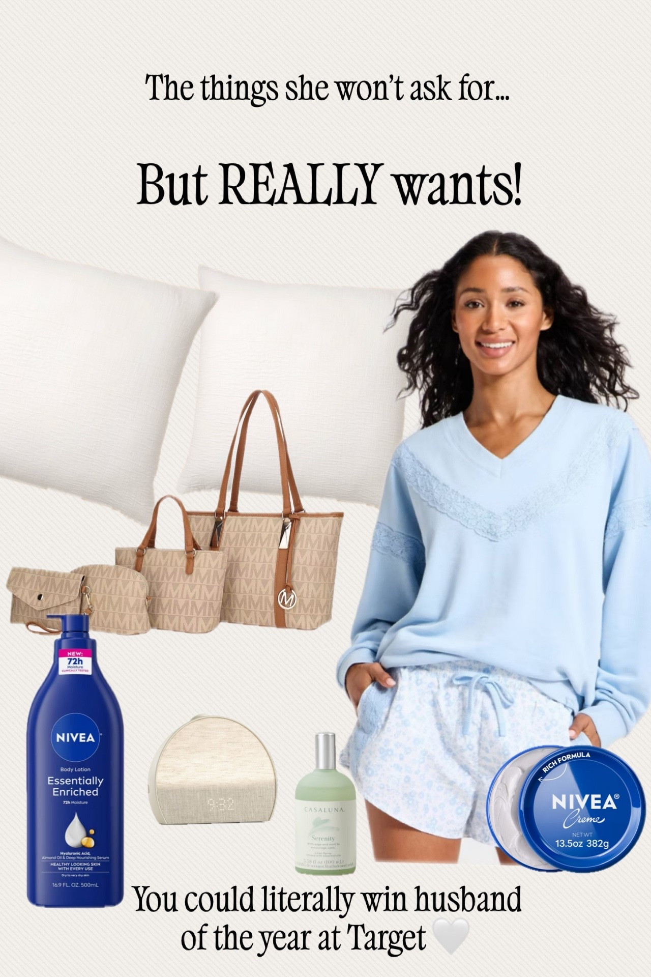 POV: You finally paid attention 👀

You could literally win husband of the year with a quick Target run 🛒✨

It’s the little things—cozy sets, soft skin, a cute bag, and her favorite scents… trust me 😌

Everything linked is affordable + everyday favorites she’ll actually use

#LTKSaleAlert #LTKOver40 #LTKselfcare