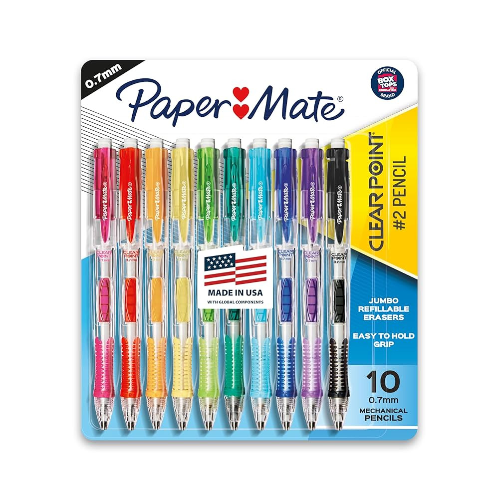 Paper Mate Clearpoint Mechanical Pencils, 0.7mm HB #2 Pencil Lead, 2 Pencils, Assorted Barrel Col... | Amazon (US)