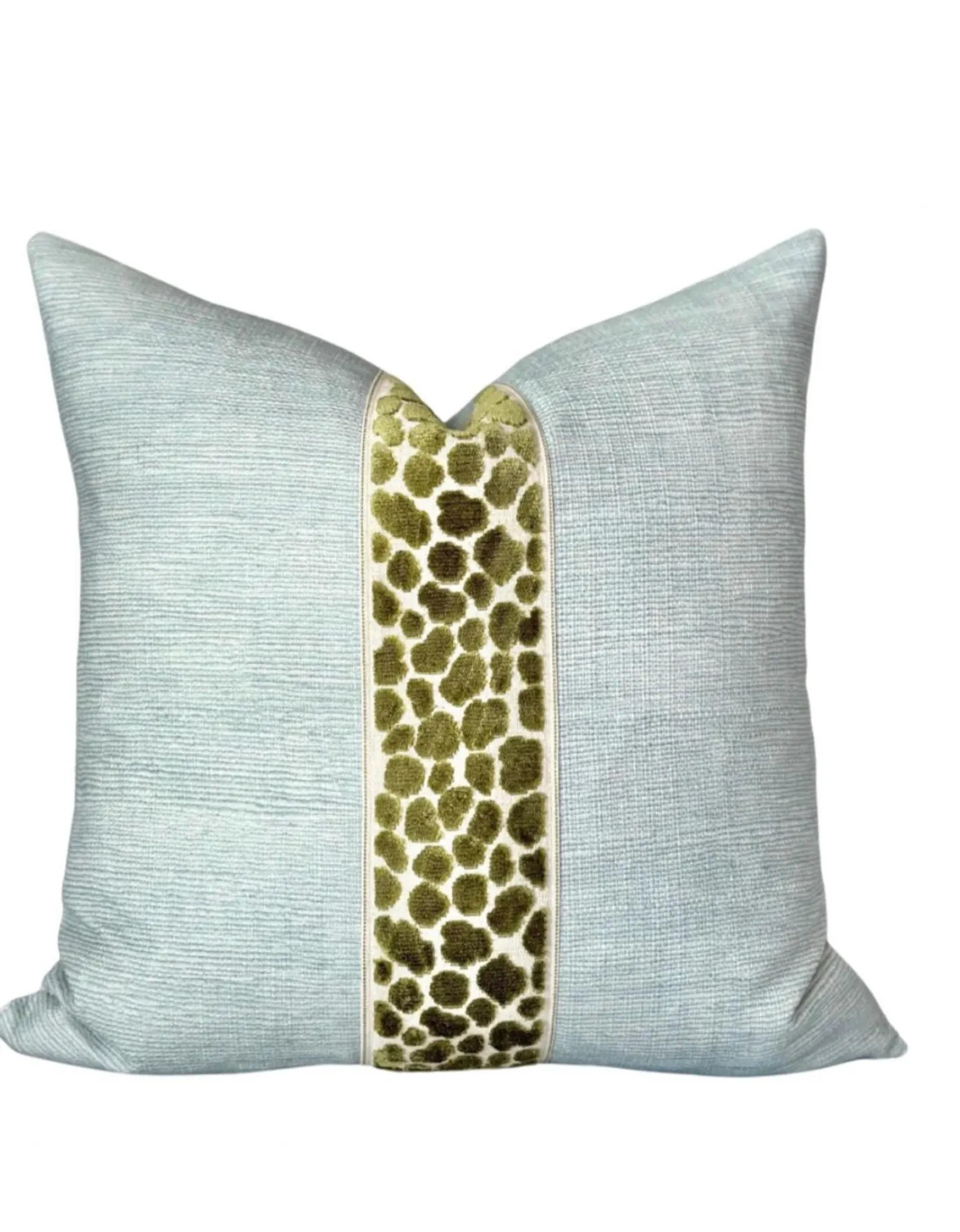 Seaglass throw pillow cover with green cheetah decorative tape detail |  Modern blue pillow cover... | Etsy (US)
