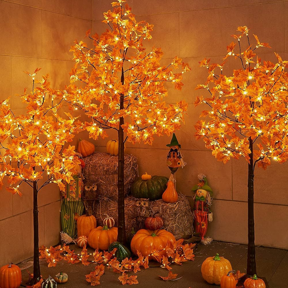 LIGHTSHARE 6FT 120LED Artificial Lighted Maple Tree Warm White Fall Decorations Indoor Ourdoor, O... | Amazon (US)