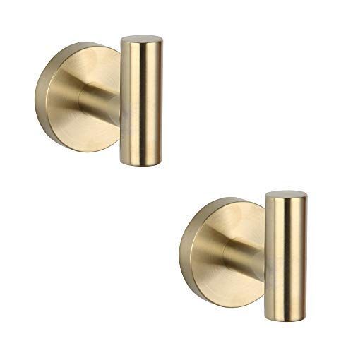 GERZWY Bathroom Brushed Gold Coat Hook SUS 304 Stainless Steel Single Towel/Robe Clothes Hook for... | Amazon (US)