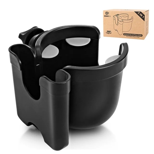 Bundlepro 2-in-1 Wheelchair Cup Holder with Phone Rack for Stroller of Reversible 1 Car Seat,Blac... | Walmart (US)