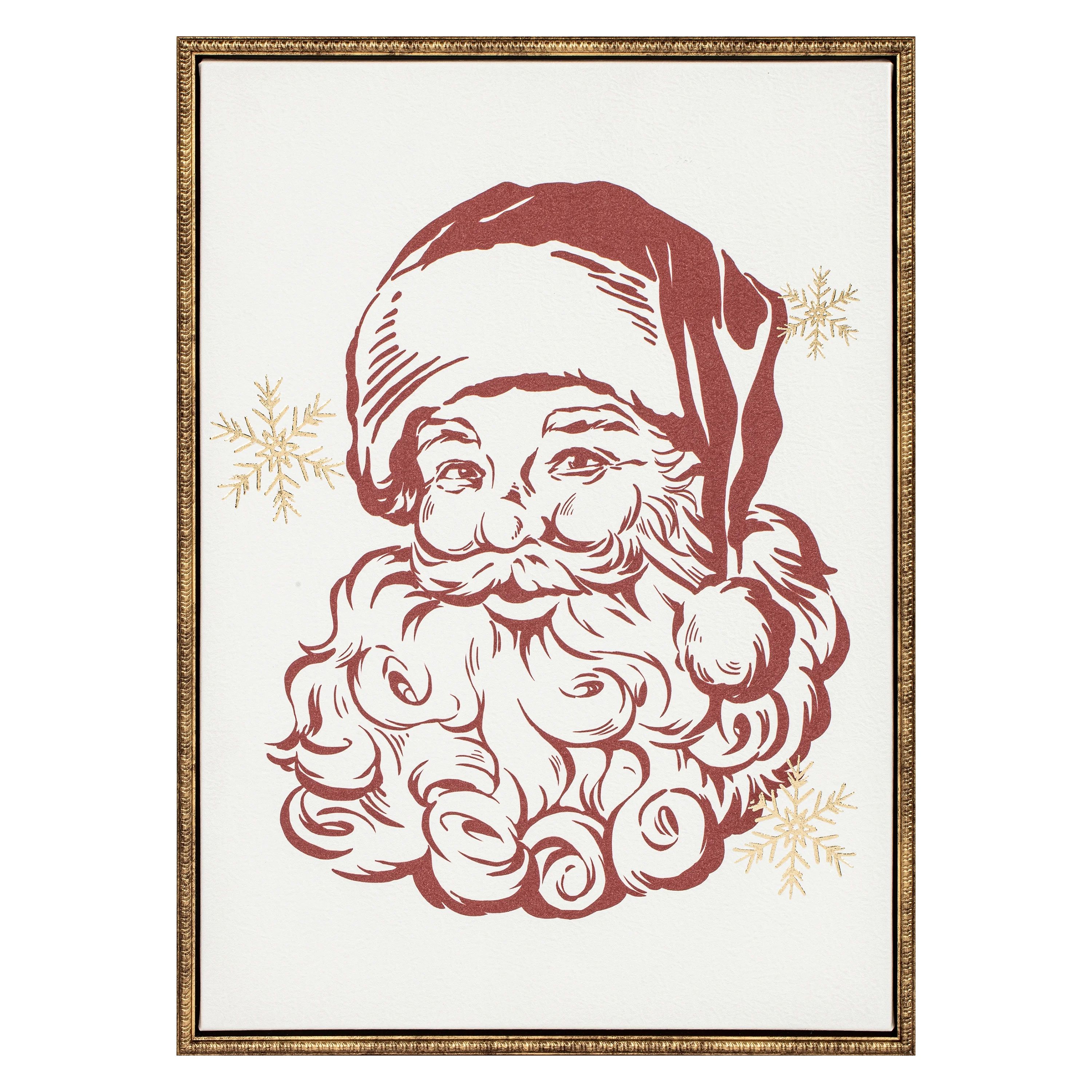 Red Santa Framed Foil Emb Parchment Print With Antique champagne frame | Walmart (US)