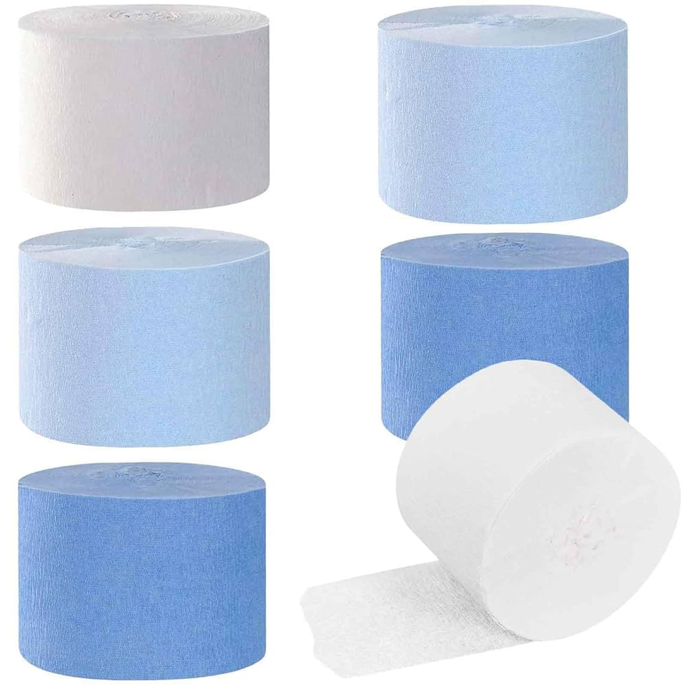 We Moment Dusty Blue Light Blue White Crepe Paper Streamers 1.8 Inch Widening 6 Rolls, 82 Feet pe... | Amazon (US)