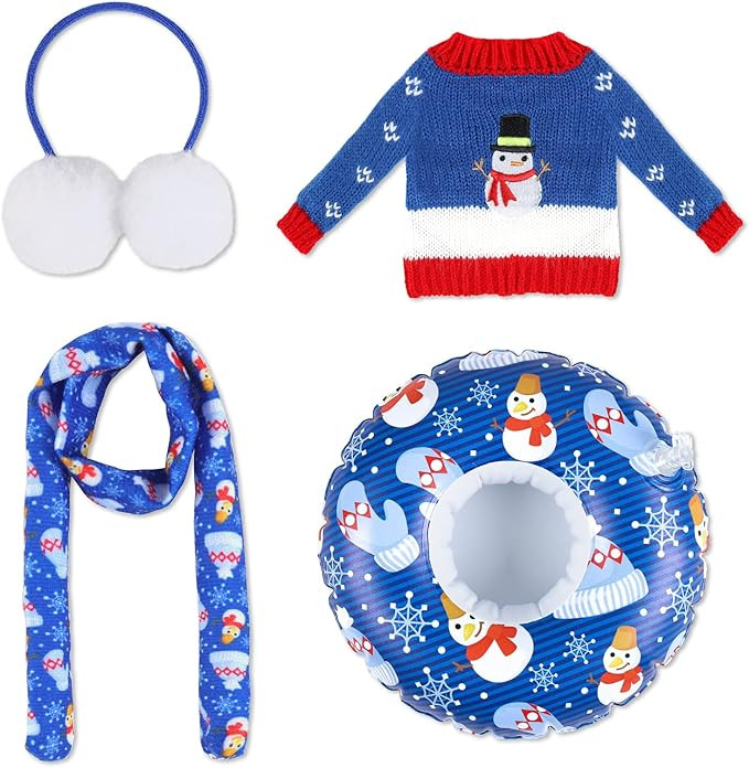 Christmas Elf Doll Accessories Set Includes Doll Snow Tube Doll Ear Muffs Doll Scarf Doll Sweater... | Amazon (US)
