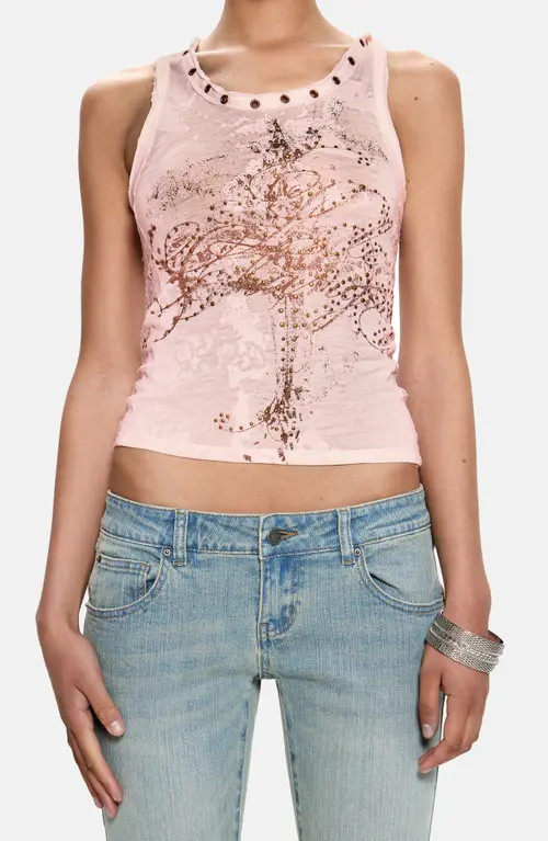 JADED LONDON Ramona Burnout Vest Top in Pink at Nordstrom, Size 0 | Nordstrom