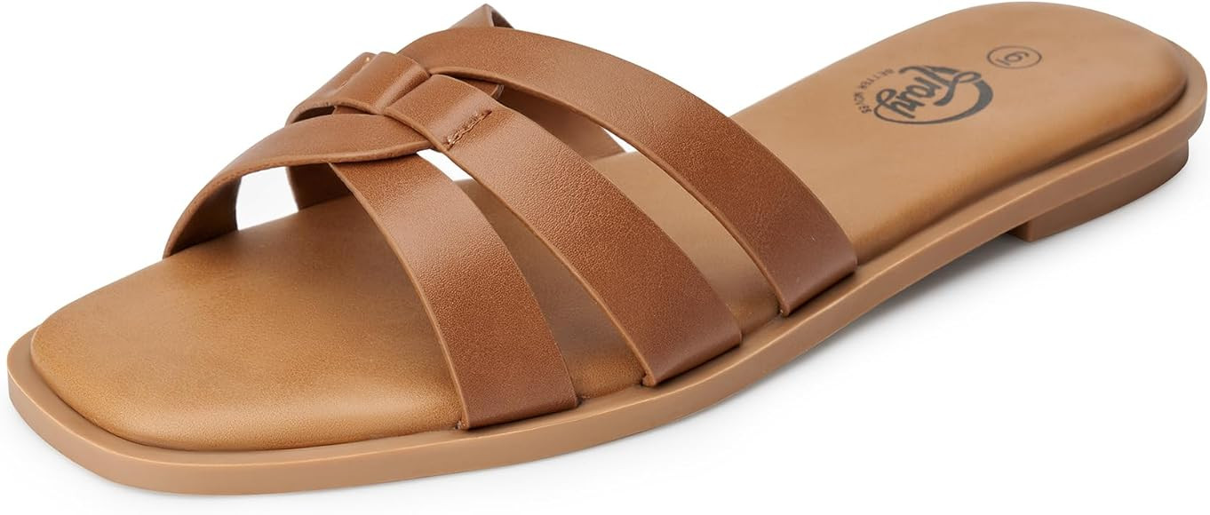 Trary Women's Sandals,Flat Sandals For Women,Slip On Sandals Women,Beach Sandals For Woman,Summer... | Amazon (US)