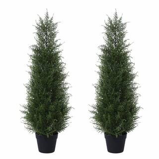 3 ft. Artificial Christmas Cedar Topiary Tree,Pre-Potted Plants for Indoor Outdoor Housewarming Gift Home Decor Set of 2 | The Home Depot