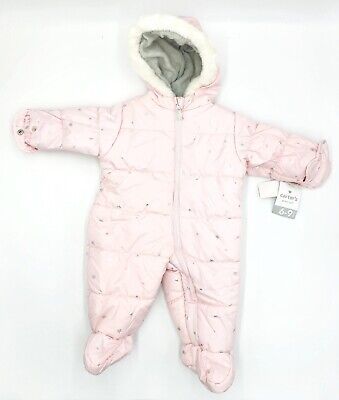 Carters Infant Girls Pink Foil Stars Snowsuit Baby Pram Snow Suit 6-9 Months | eBay US