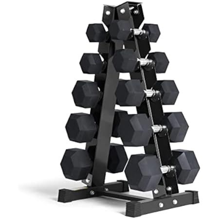 Dumbbell Set Rubber Encased Hex Dumbbell Free Weights Dumbbells Set Home Weight Set with Rack | Amazon (US)