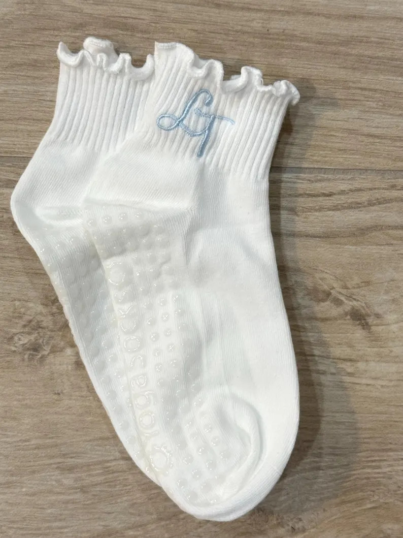 Personalized Grippy Socks for Pilates & Yoga | Custom Name or Monogram Non-slip Socks | Barre, Da... | Etsy (US)