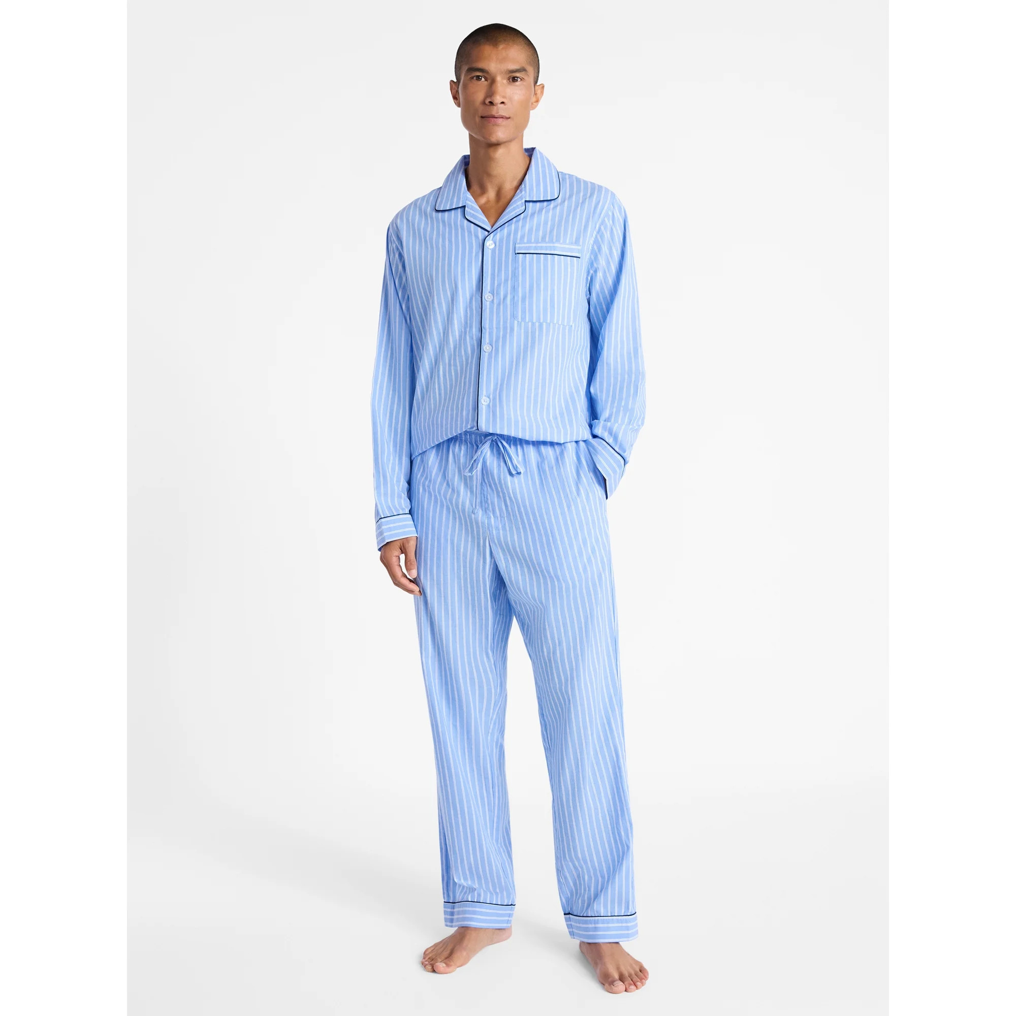 Free Assembly Matching Family Pajamas Men's Cotton Notch Collar Top and Pants Gift Set, 2-Piece, ... | Walmart (US)