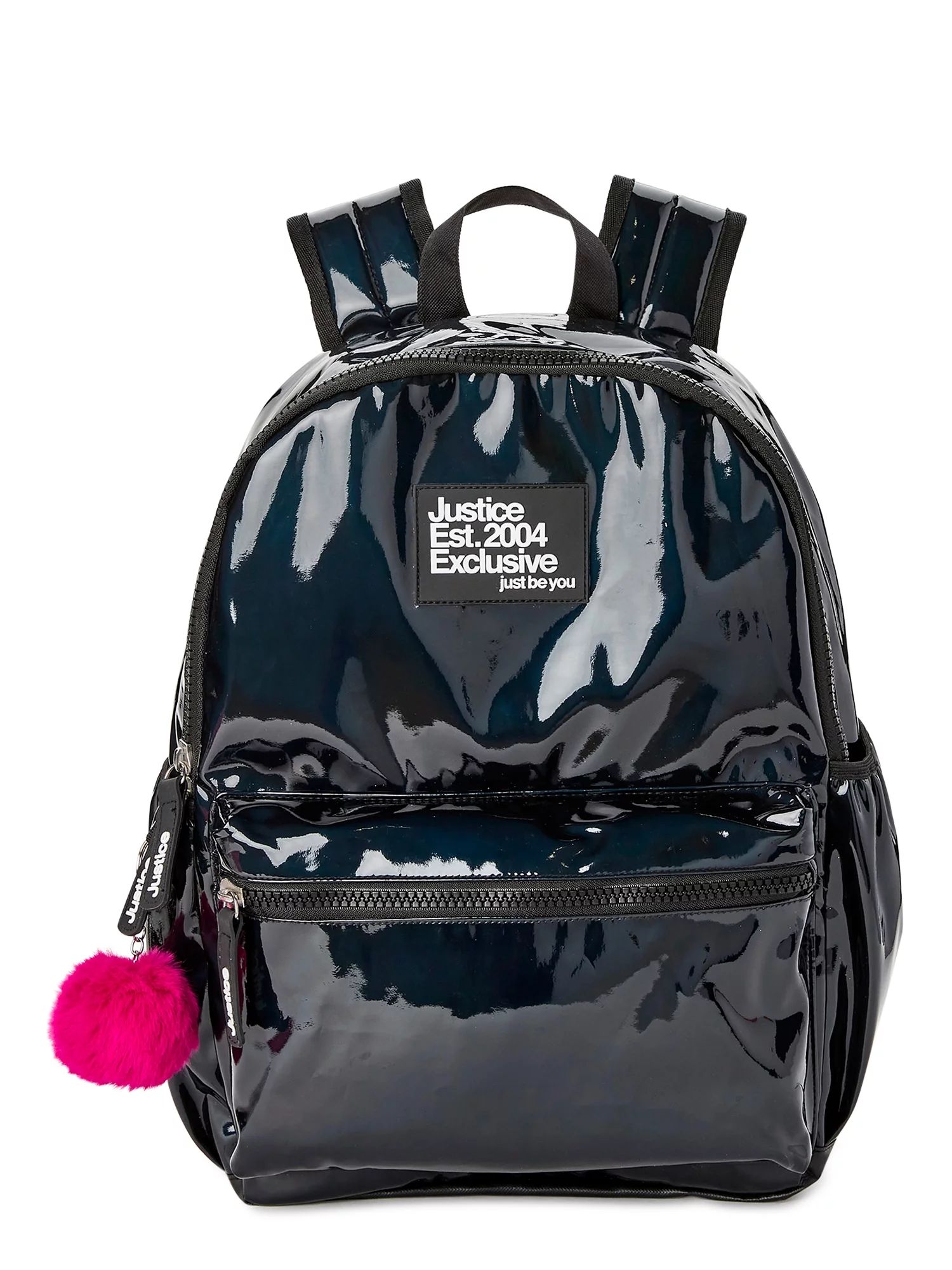 Justice Girls 17" Laptop Backpack with Pom Pom Dangle, Black | Walmart (US)