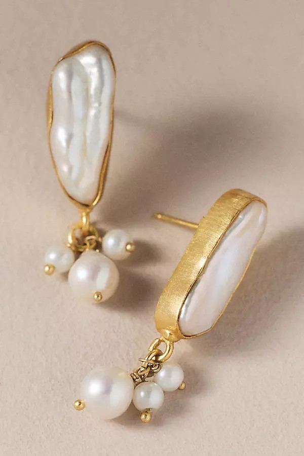 Bezel Freshwater Pearl Earrings | Anthropologie (US)