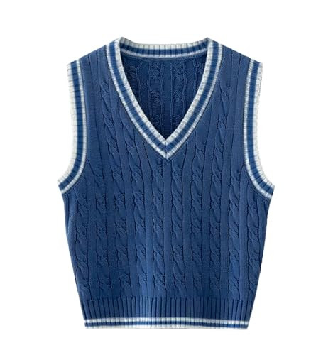 RefindWin Womens Vest Top Sleeveless Sweater Cable Knit Vest V Neck Sweater Vest Oversized Vests for Women | Amazon (US)