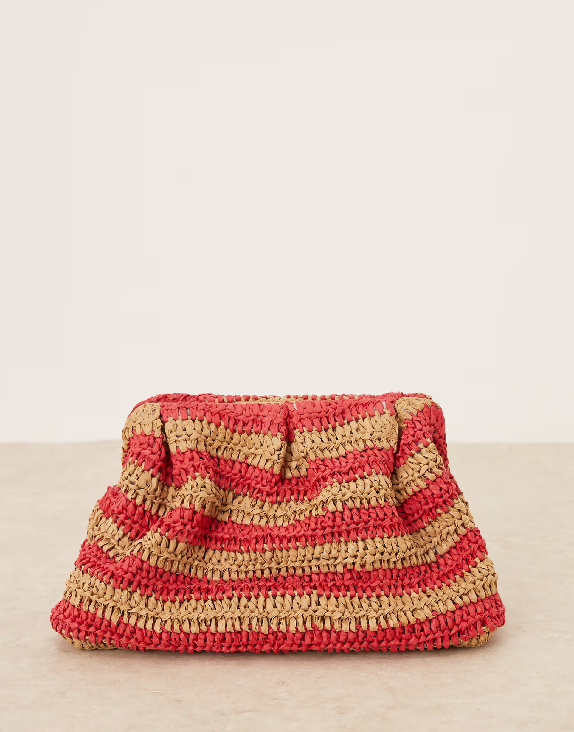 ASOS DESIGN straw crochet striped grab clutch in red and natural | ASOS (Global)