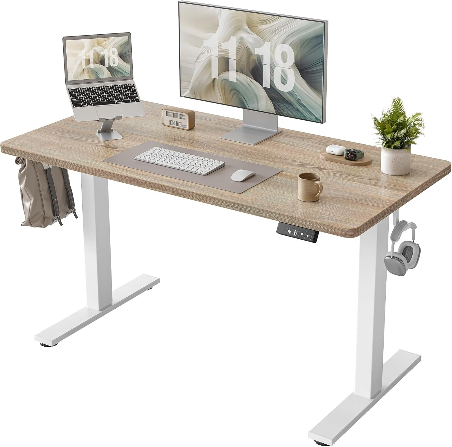TIQLAB Electric Height Adjustable Standing Desk 47.2×23.6 inch, Sit Stand Desk with Splice Board... | Amazon (US)