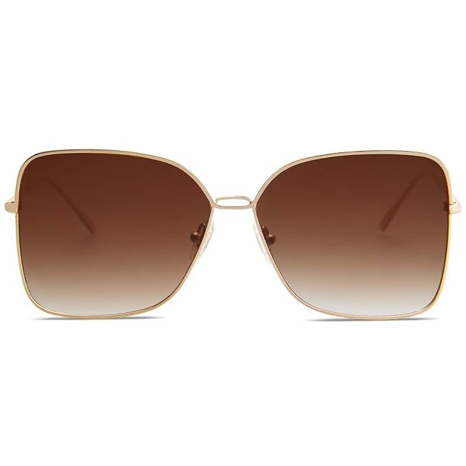 SOJOS Fashion Designer Square Sunglasses for Women Flat Mirrored Lens SJ1082 | Amazon (US)
