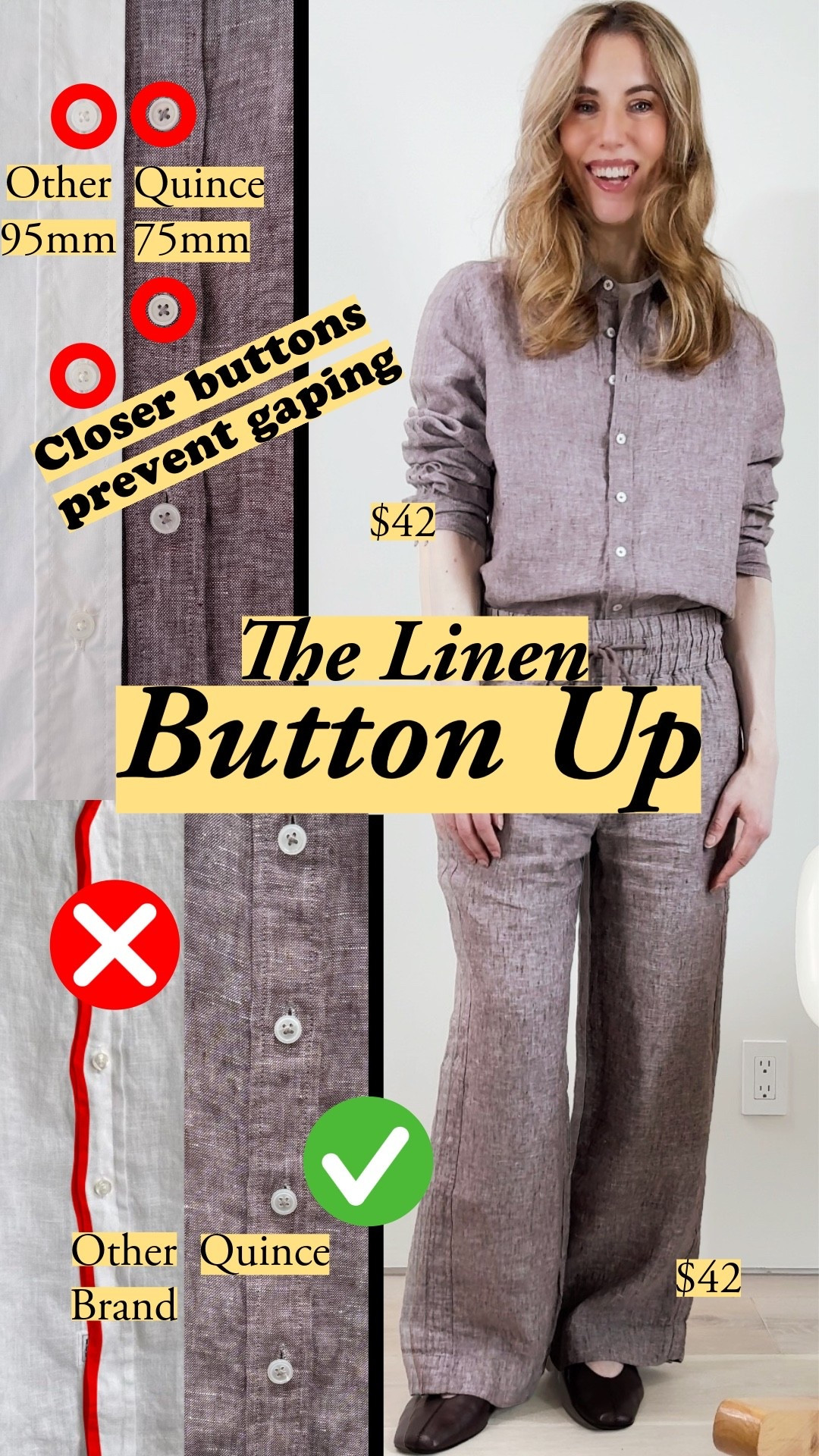 Look polished at the end of a warm day: the button placket stays crisp and the collar frames the face gracefully. Bonus: the button spacing is tight enough to prevent gaping, and the fourth button is exactly where I want it for an easy going unbuttoned look– that’s not too revealing. 🤍 I'm wearing the linen wide leg pants in taupe brown chambray S (28" inseam for low waist; go for a longer inseam if wearing it mid or high waist), linen shirt in taupe brown chambray M, organic cotton sweater jacket s navy tied around my waist. I'm 5'7" 🤍 #quincepartner @onequince 🤍 linen pants | linen blazer | linen shirt | wide leg pants | summer workwear | capsule wardrobe | linen outfit | effortless style | summer basics | modern classic style | breathable summer | Quince linen

#LTKSeasonal #LTKWorkwear #LTKootd