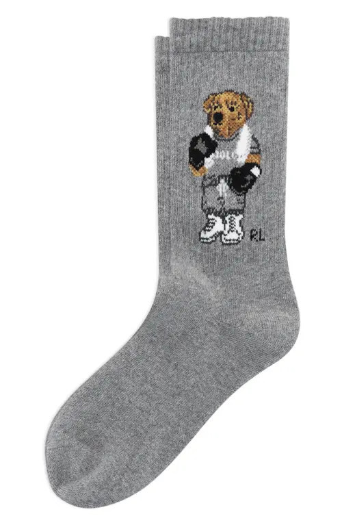Polo Ralph Lauren Boxer Bear Cotton Blend Crew Socks in Grey Heather at Nordstrom, Size 9 | Nordstrom
