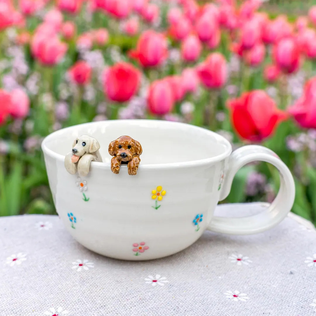 Custom Pet Mug With 3D Dog/cat Figure Handmade Ceramic Mug Peekaboo Pet Mug Memorial Gift for Pet... | Etsy (US)