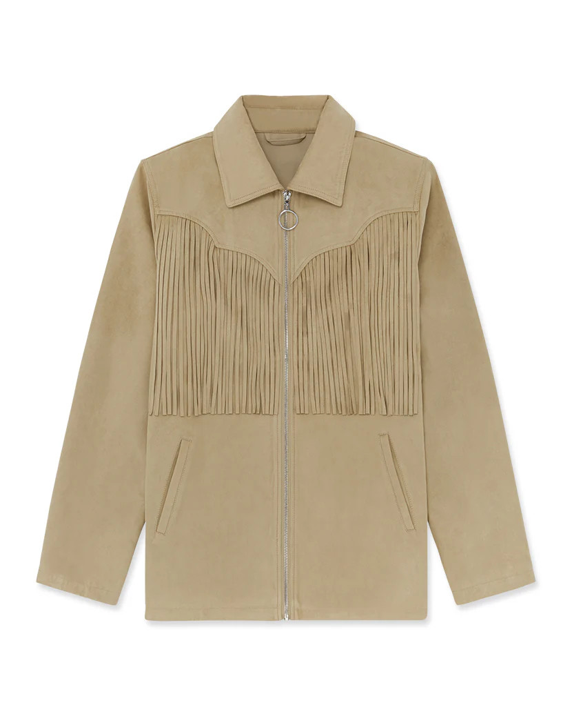 Faux Suede Fringe Jacket - Oat XXS | We Wore What