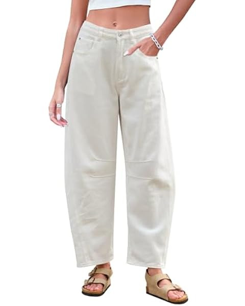 luvamia Barrel Jeans for Women High Waisted Trendy Baggy Stretch Denim Side Seamed Trouser Jeans ... | Amazon (US)