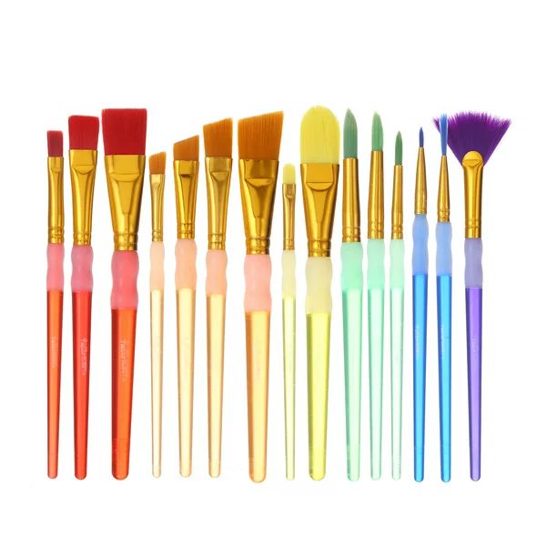 Hello Hobby Round, Filbert, Flat, Fan, Liner Synthetic Bristle Art Brushes (15 Pieces) - Walmart.... | Walmart (US)