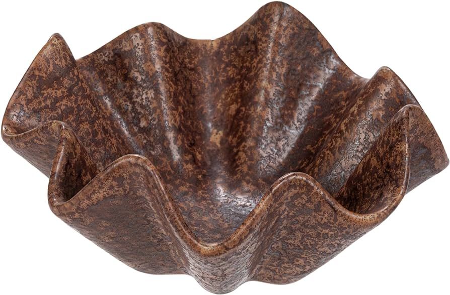 Bloomingville, Brown Round Stoneware Ruffled Bowl with Reactive Glaze, Small | Amazon (US)