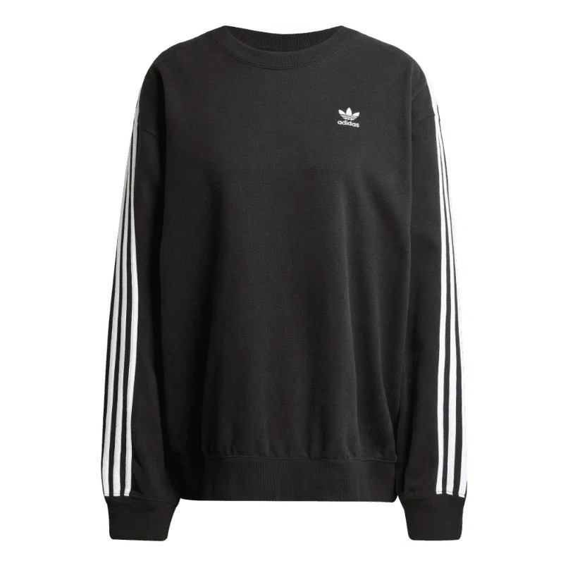 adidas 3 Stripes Long Sleeves Sweat Top 'Black White' JD0891 | KICKS CREW