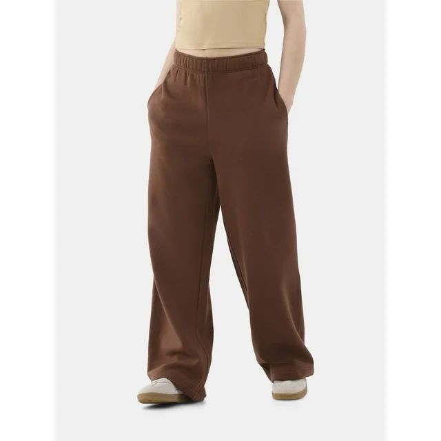 No Boundaries Wide Leg Fleece Pants, 30” Inseam, Women’s | Walmart (US)