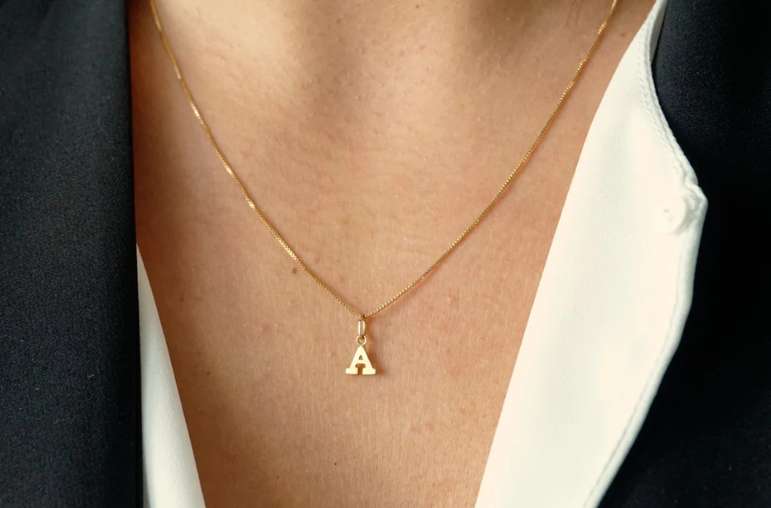 Tiny Gold Initial Necklace Minimal Initial Necklace Tiny - Etsy Canada | Etsy (CAD)