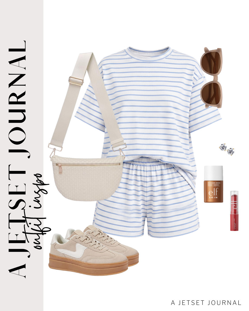 This blue stripe matching outfit pairs well with LUCKY STEP platform sneakers. You can use this woven crossbody bag for this fit, then apply e.l.f.’s Skin Bronzing Drops and Hydrating Core Lip Shine.

#LTKSeasonal #LTKSaleAlert #LTKTravel
 

 