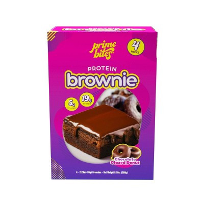 Prime Bites Chocolate Glazed Donut Protein Brownie - 19g Protein - 9.16oz/4ct | Target