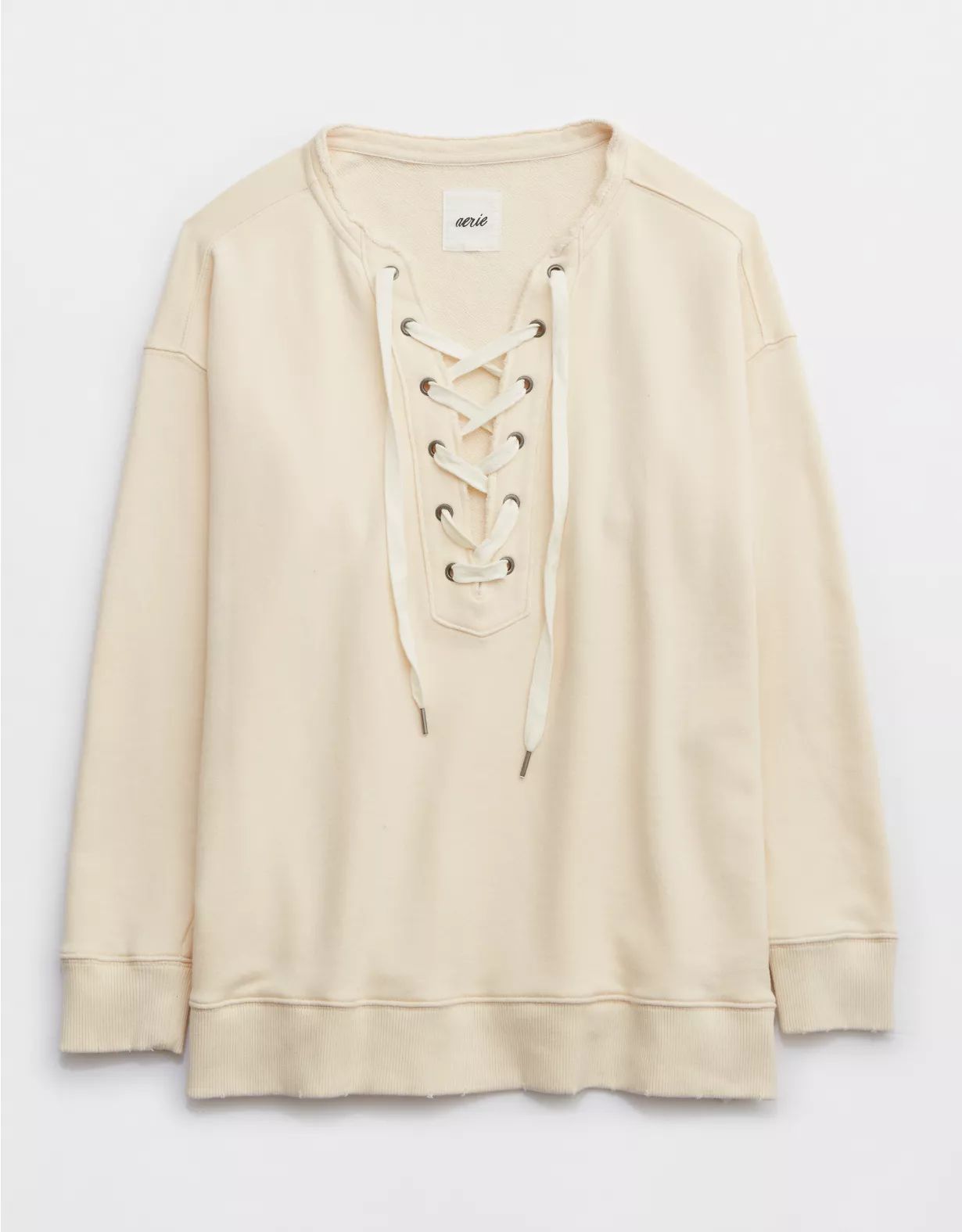 Aerie Lace Up Oversized Crew Sweatshirt | Aerie