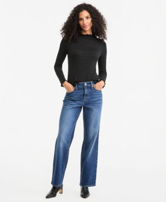 On 34th Women's Mid-Rise Relaxed Straight-Leg Denim Jeans, Macy's Exclusive - Auburn Wash | Macy's