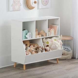 Badger Basket 33.5 in. H x 35.5 in. W x 15.75 in. D White Wood 5-Bin Storage Cubby with Feet 9885... | The Home Depot