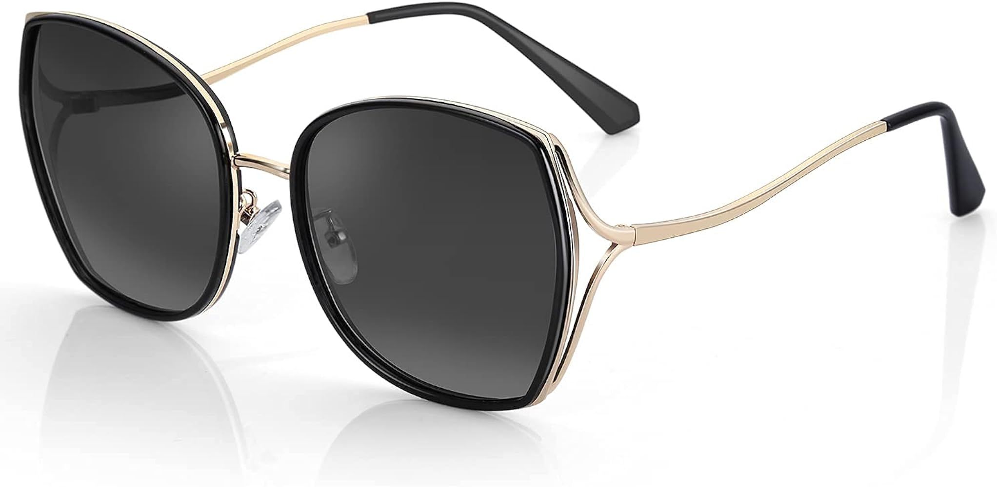 Amazon.com: ZENOTTIC Polarized Sunglasses for Women Cateye Oversized Vintage Metal Frame Gradient... | Amazon (US)