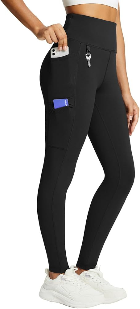 baleaf Women's Fleece Lined Leggings Waterproof Winter Hiking Pants Thermal Running Tights Zipper... | Amazon (US)
