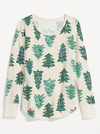 Printed Thermal-Knit Long-Sleeve Pajama Top for Women | Old Navy (US)