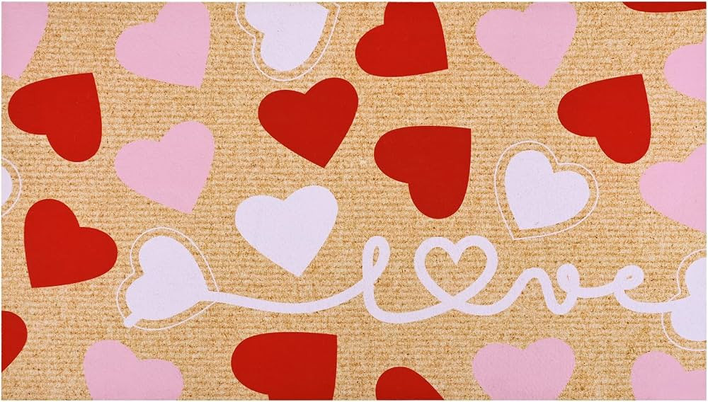 FRAMICS Valentines Day Door Mat Love Heart Welcome Mat Brown Front Door Mat Red Heart Indoor Door... | Amazon (US)