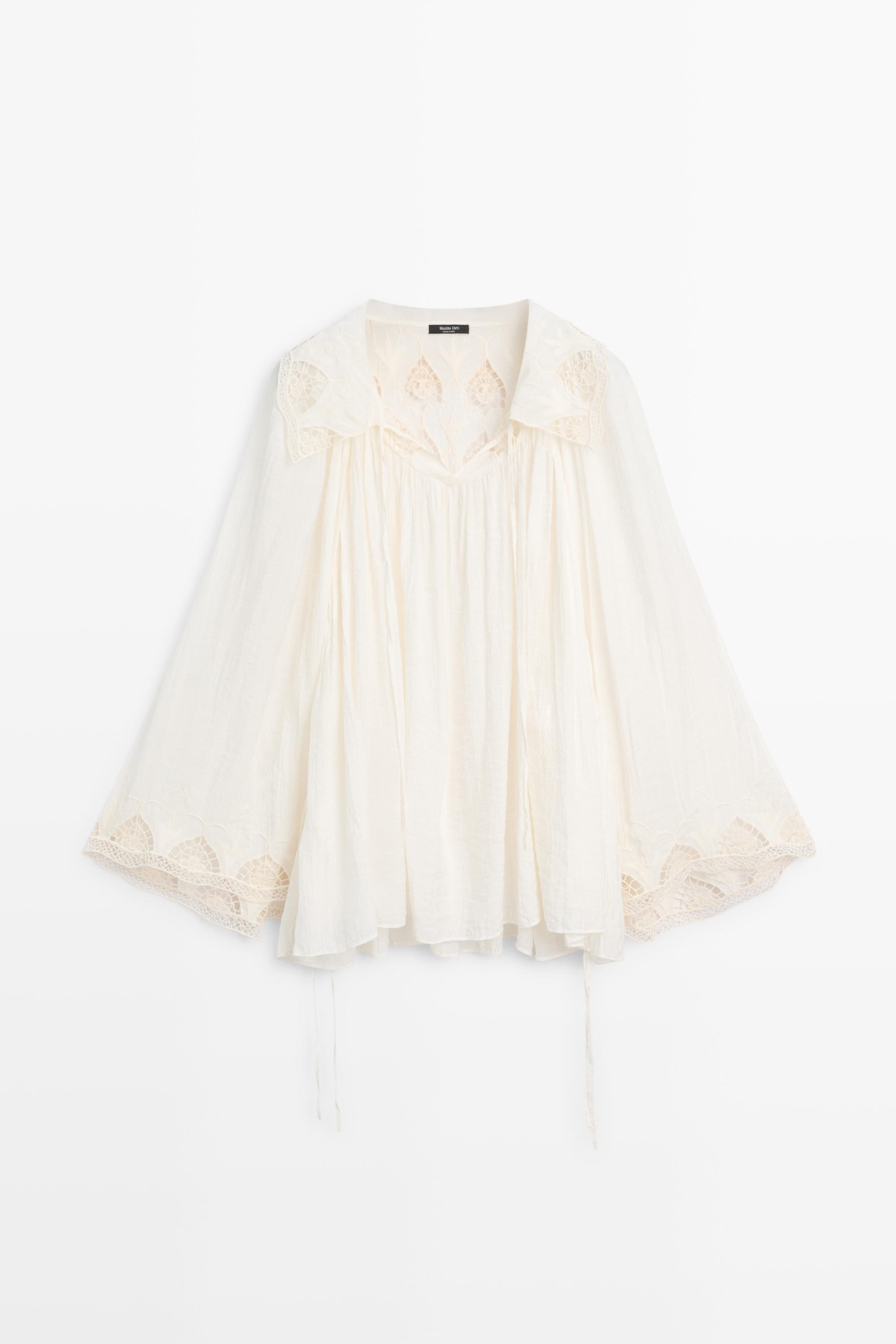 Embroidered flowing blouse | Massimo Dutti UK