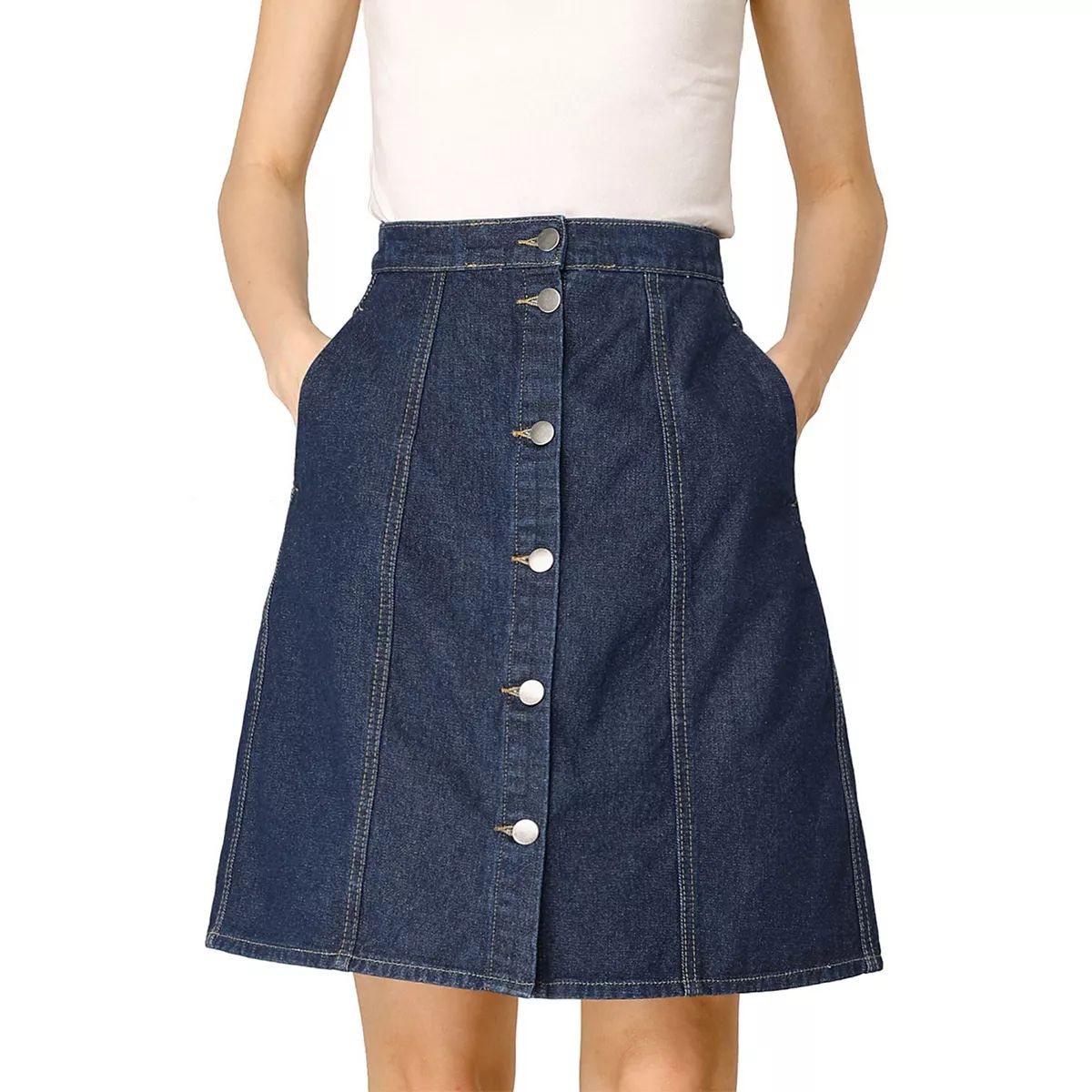 Women's Solid Color A-line High Waist Casual Denim Skirt | Kohl's