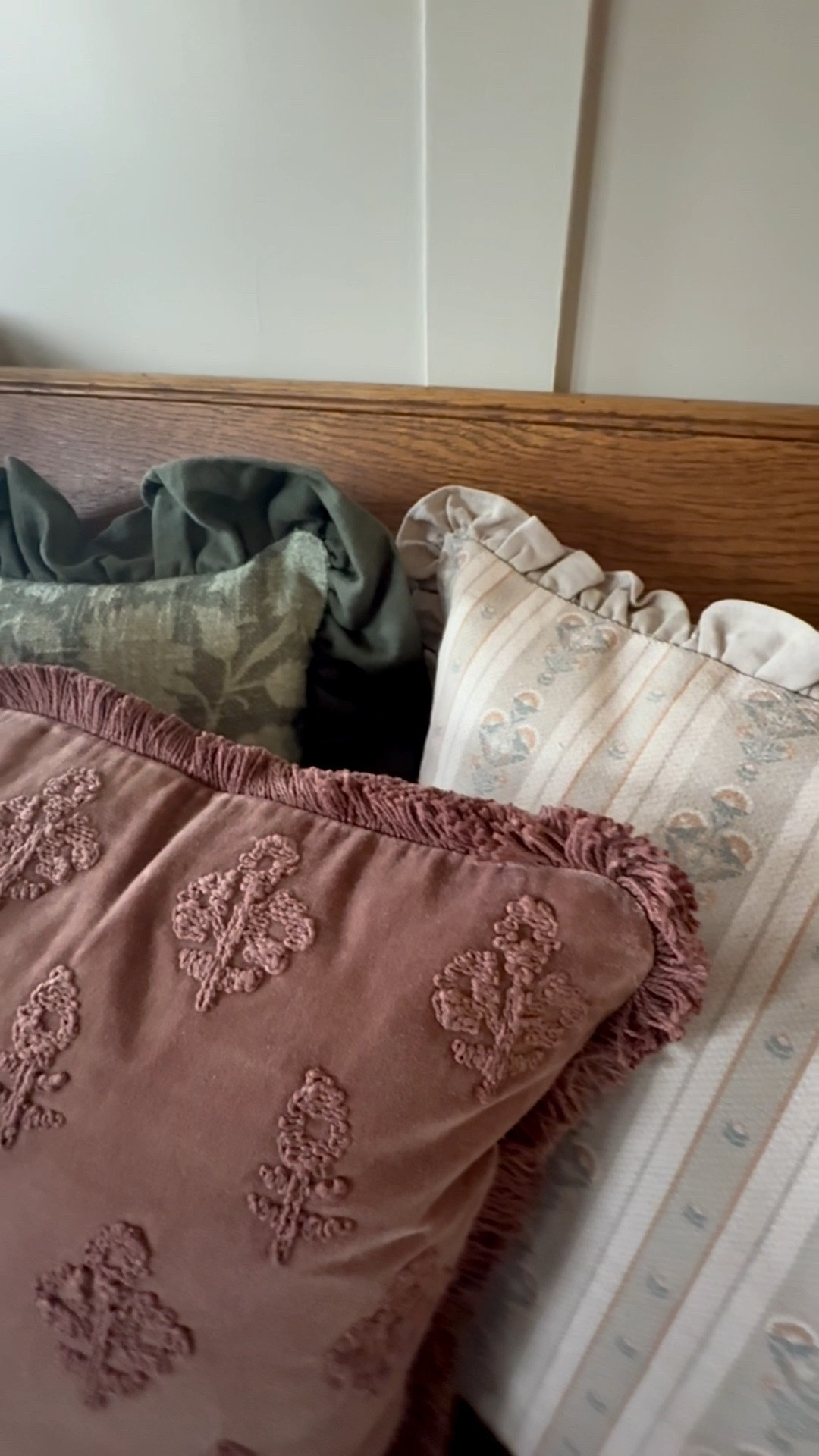 vintage inspired pillows are one of my favorite ways to make a room feel layered and collected

I love mixing soft florals, muted patterns, velvet textures, and little ruffled details so the space feels cozy instead of overly matched

linked all the pillows from this space 🤍

#LTKHome