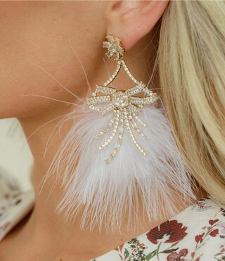 x Nicola Bathie Madison Pave Bow Feather Drop Earrings | Dillard's