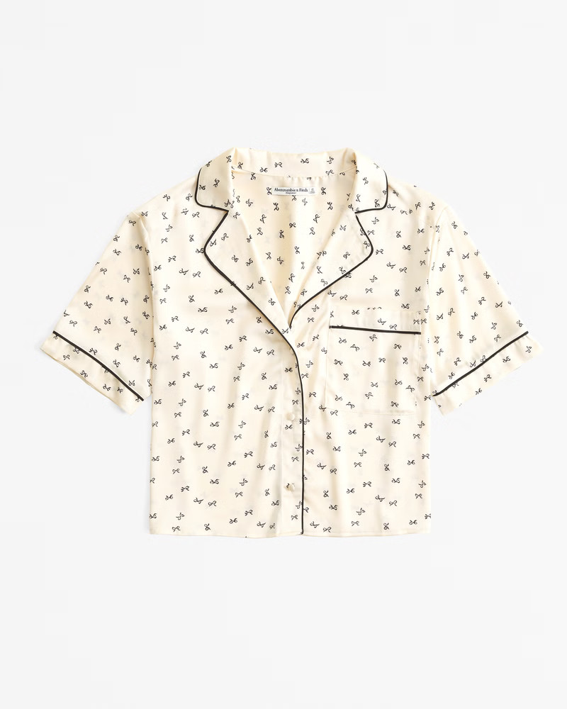 Women's Short-Sleeve Satin Sleep Shirt | Women's New Arrivals | Abercrombie.com | Abercrombie & Fitch (US)