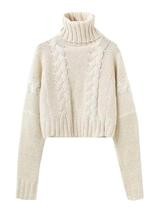 'Faye' Braided Knit Cropped Turtleneck Sweater | Goodnight Macaroon