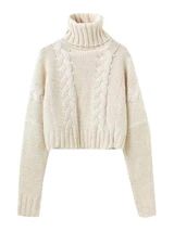 'Faye' Braided Knit Cropped Turtleneck Sweater | Goodnight Macaroon